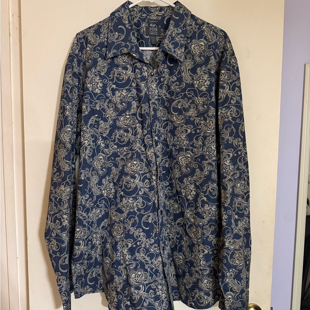 Joseph Abboud Navy and Beige Swirl Shirt